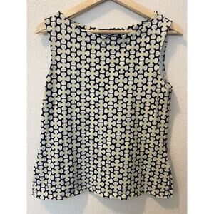 Lesley Evers Women Small Blue Geometric Side Slits Thick Ponte Stretch Cotton